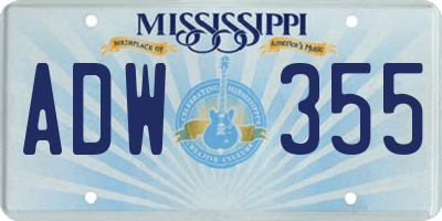 MS license plate ADW355