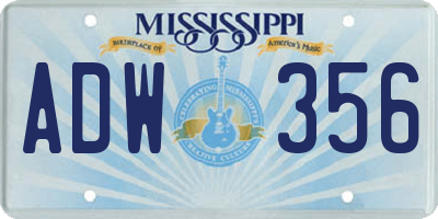 MS license plate ADW356