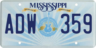 MS license plate ADW359