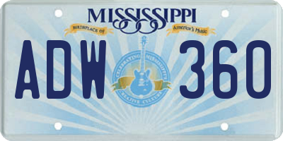MS license plate ADW360