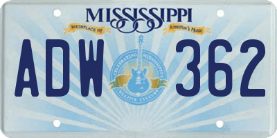 MS license plate ADW362