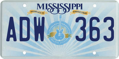 MS license plate ADW363