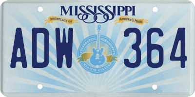 MS license plate ADW364