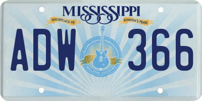 MS license plate ADW366