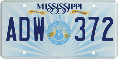 MS license plate ADW372