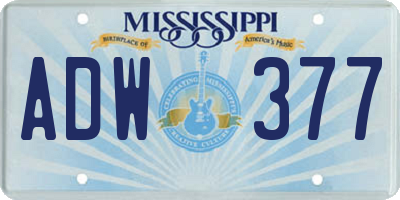 MS license plate ADW377