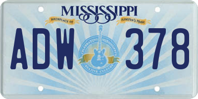 MS license plate ADW378