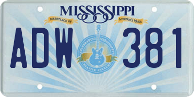 MS license plate ADW381