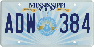 MS license plate ADW384