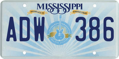 MS license plate ADW386