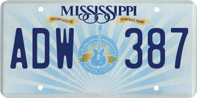 MS license plate ADW387