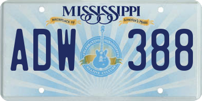 MS license plate ADW388
