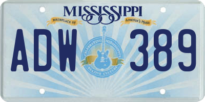 MS license plate ADW389