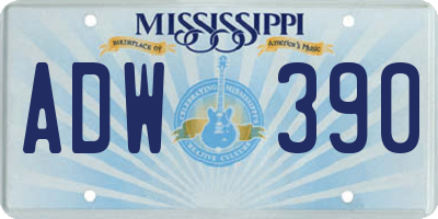 MS license plate ADW390