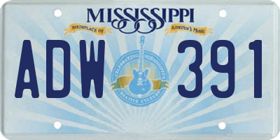 MS license plate ADW391