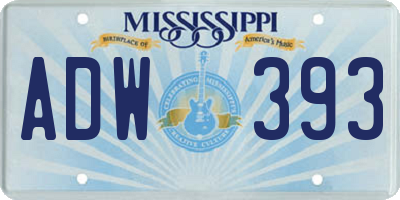 MS license plate ADW393