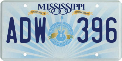 MS license plate ADW396