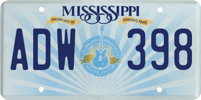MS license plate ADW398