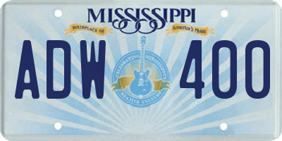 MS license plate ADW400