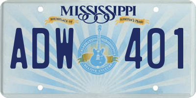 MS license plate ADW401
