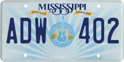 MS license plate ADW402