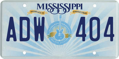 MS license plate ADW404