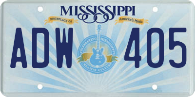 MS license plate ADW405