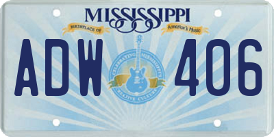 MS license plate ADW406