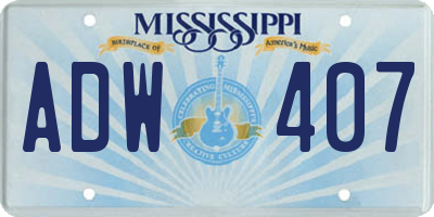 MS license plate ADW407