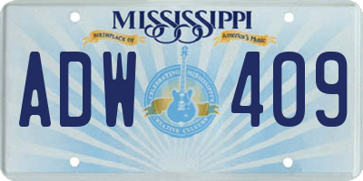 MS license plate ADW409