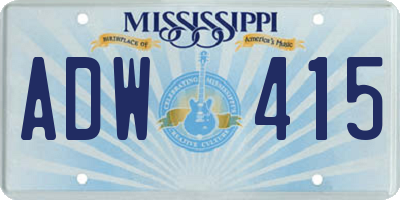 MS license plate ADW415