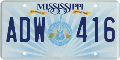 MS license plate ADW416