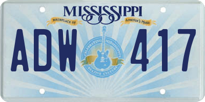 MS license plate ADW417