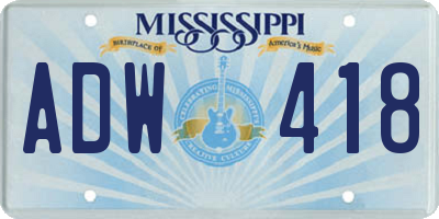 MS license plate ADW418