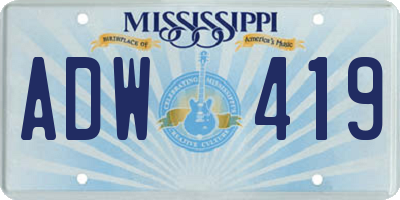 MS license plate ADW419