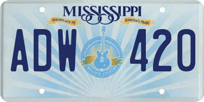 MS license plate ADW420