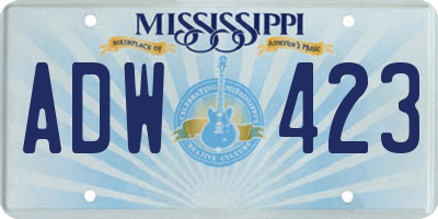 MS license plate ADW423