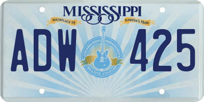 MS license plate ADW425