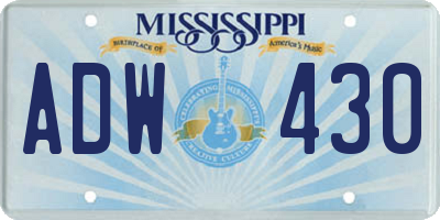 MS license plate ADW430