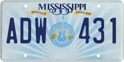 MS license plate ADW431