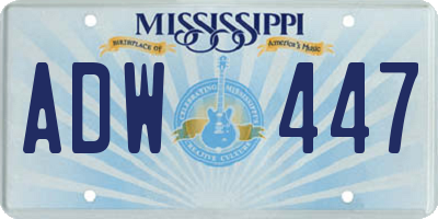 MS license plate ADW447