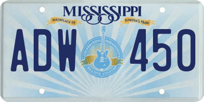 MS license plate ADW450