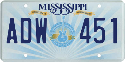 MS license plate ADW451