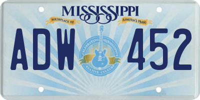 MS license plate ADW452