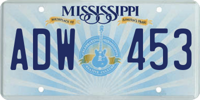 MS license plate ADW453