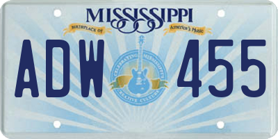 MS license plate ADW455