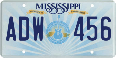 MS license plate ADW456