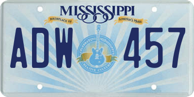 MS license plate ADW457