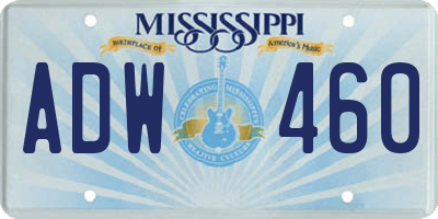MS license plate ADW460