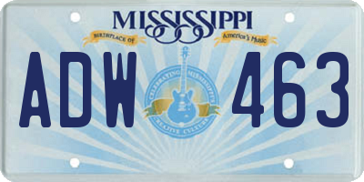 MS license plate ADW463